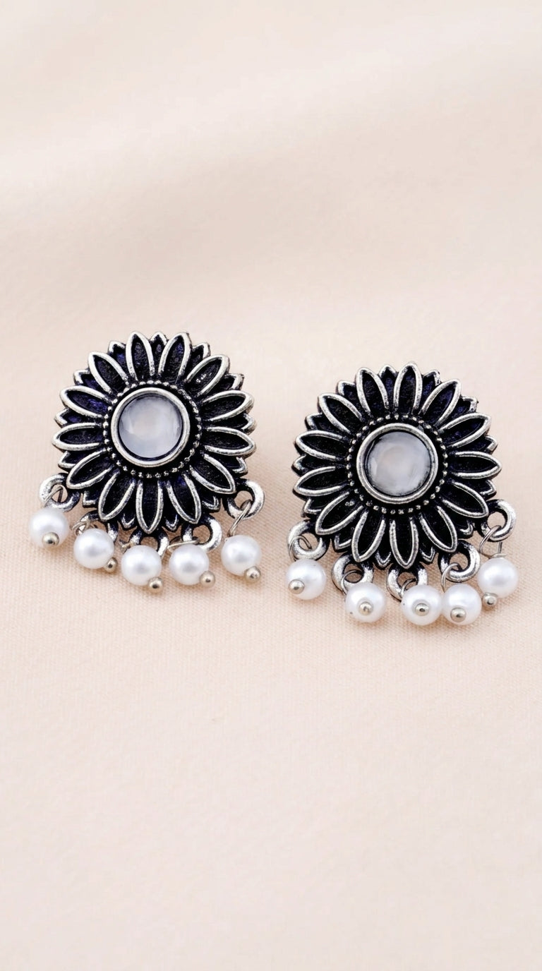 Premium Oxidised Silver Jhumka Earrings Combo Set (Pack Of 12)