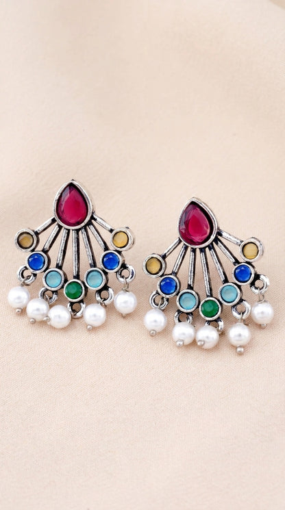 Premium Oxidised Silver Jhumka Earrings Combo Set (Pack Of 12)
