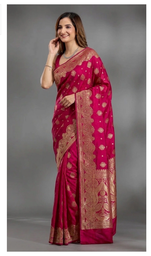 Classic Banarasi Silk Saree With Matching Blouse Piece (Unstitched)