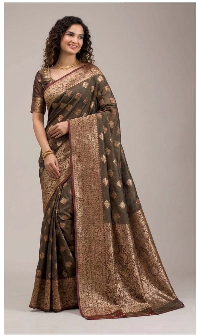 Classic Banarasi Silk Saree With Matching Blouse Piece (Unstitched)