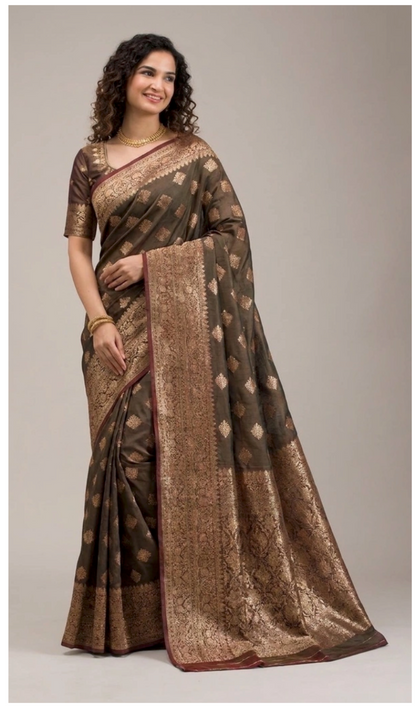 Classic Banarasi Silk Saree With Matching Blouse Piece (Unstitched)