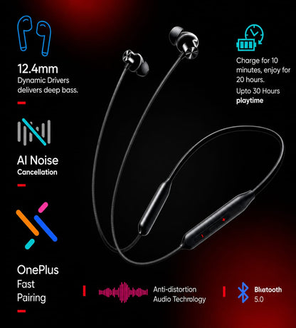 Wireless Bluetooth Neckband with Noise Cancellation