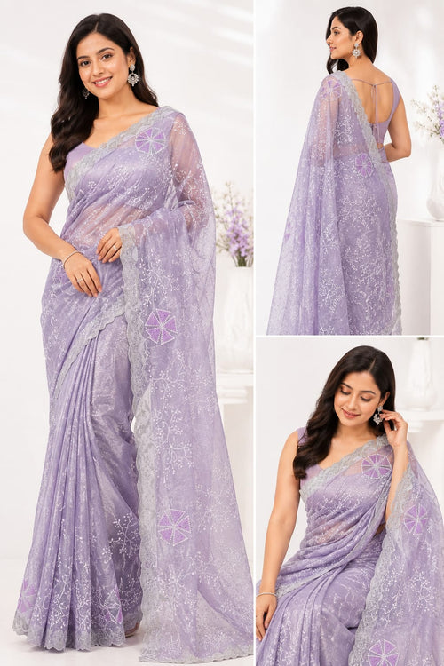 Luxury Soft Net Organza Saree For Festive & Party Wear